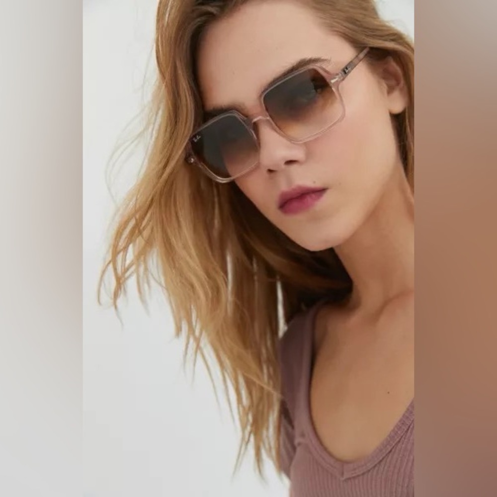 Ray-Ban 1281/51 Sunglasses transparent Brown Large Square Frame Rb1973 - Picture 6 of 12